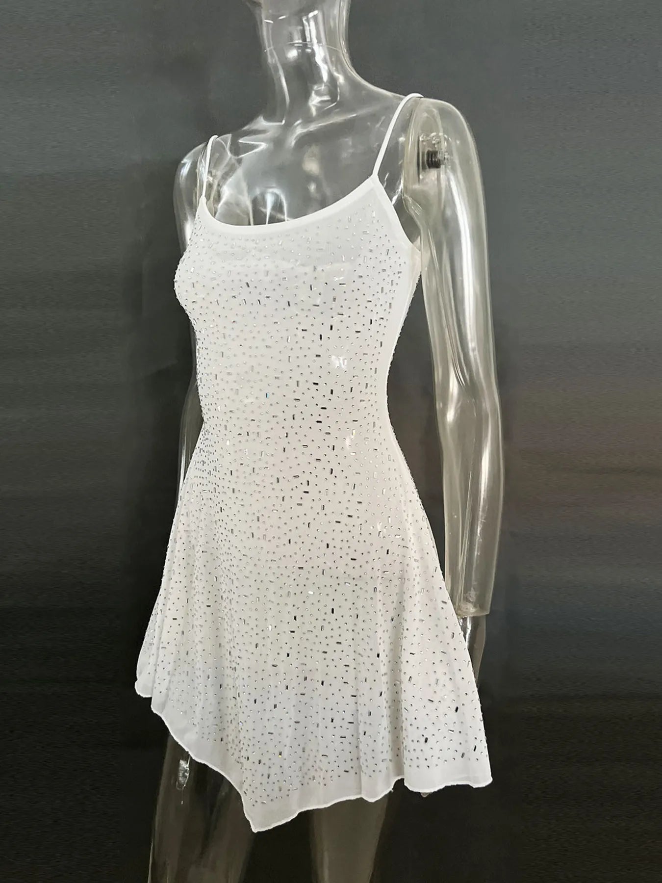 Image of Rhinestone Decor Mini Cami Dress | Queeble.shop