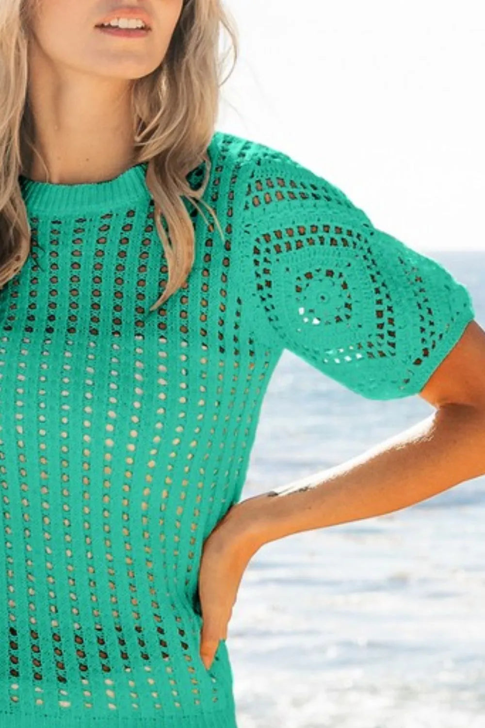 Image of BiBi Crochet Lace Top With Puff Sleeves | Queeble.shop