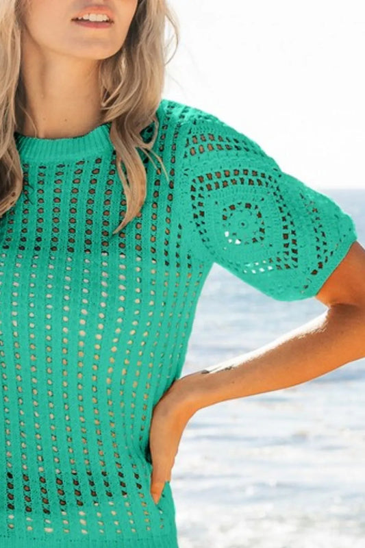 Image of BiBi Crochet Lace Top With Puff Sleeves | Queeble.shop