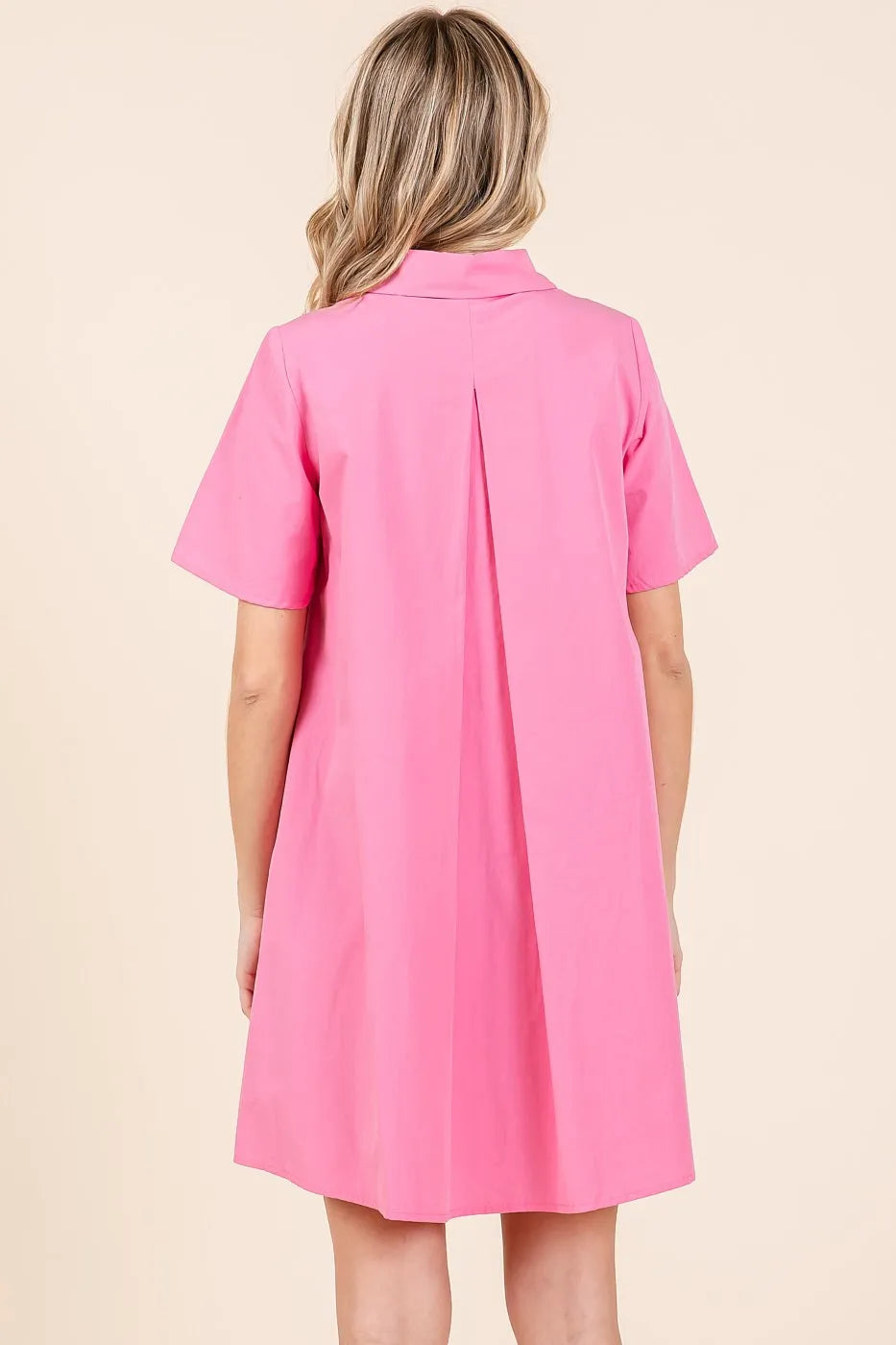 Image of Mittoshop Poplin Collar Pleated Back Mini Dress | Queeble.shop