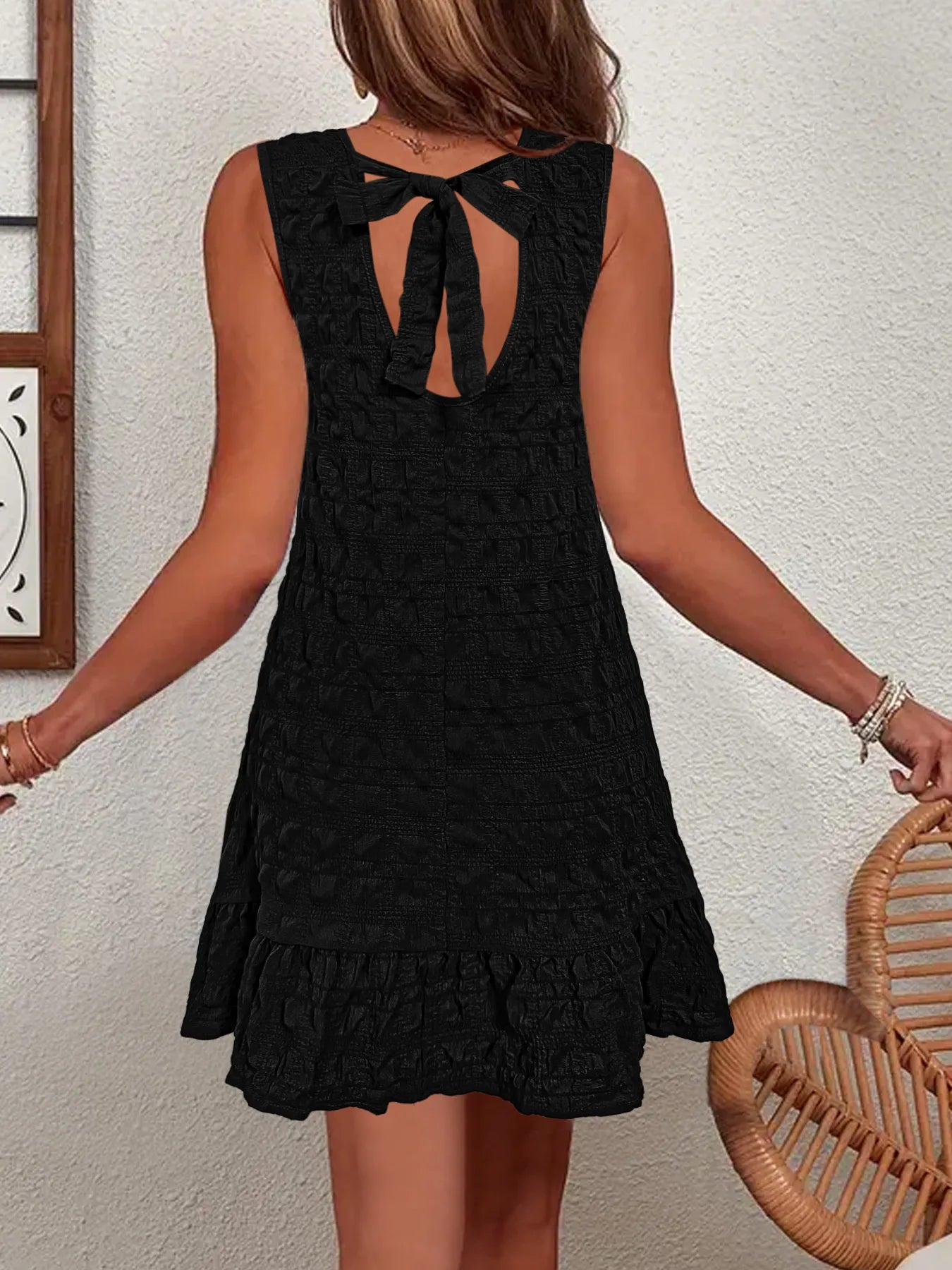 Image of Ruffled Hem Sleeveless Mini Dress | Queeble.shop
