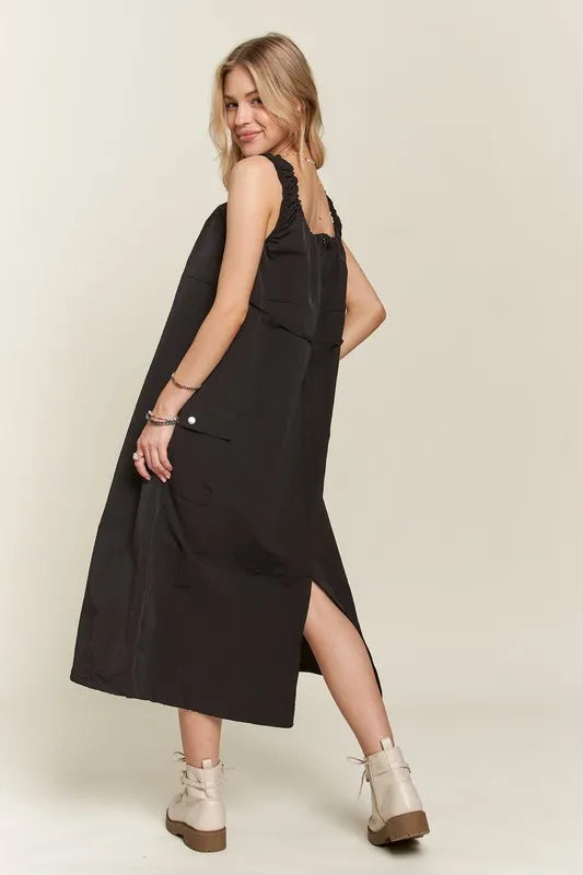 Image of ADORA Drawstring Slit Back Cargo Dress | Queeble.shop