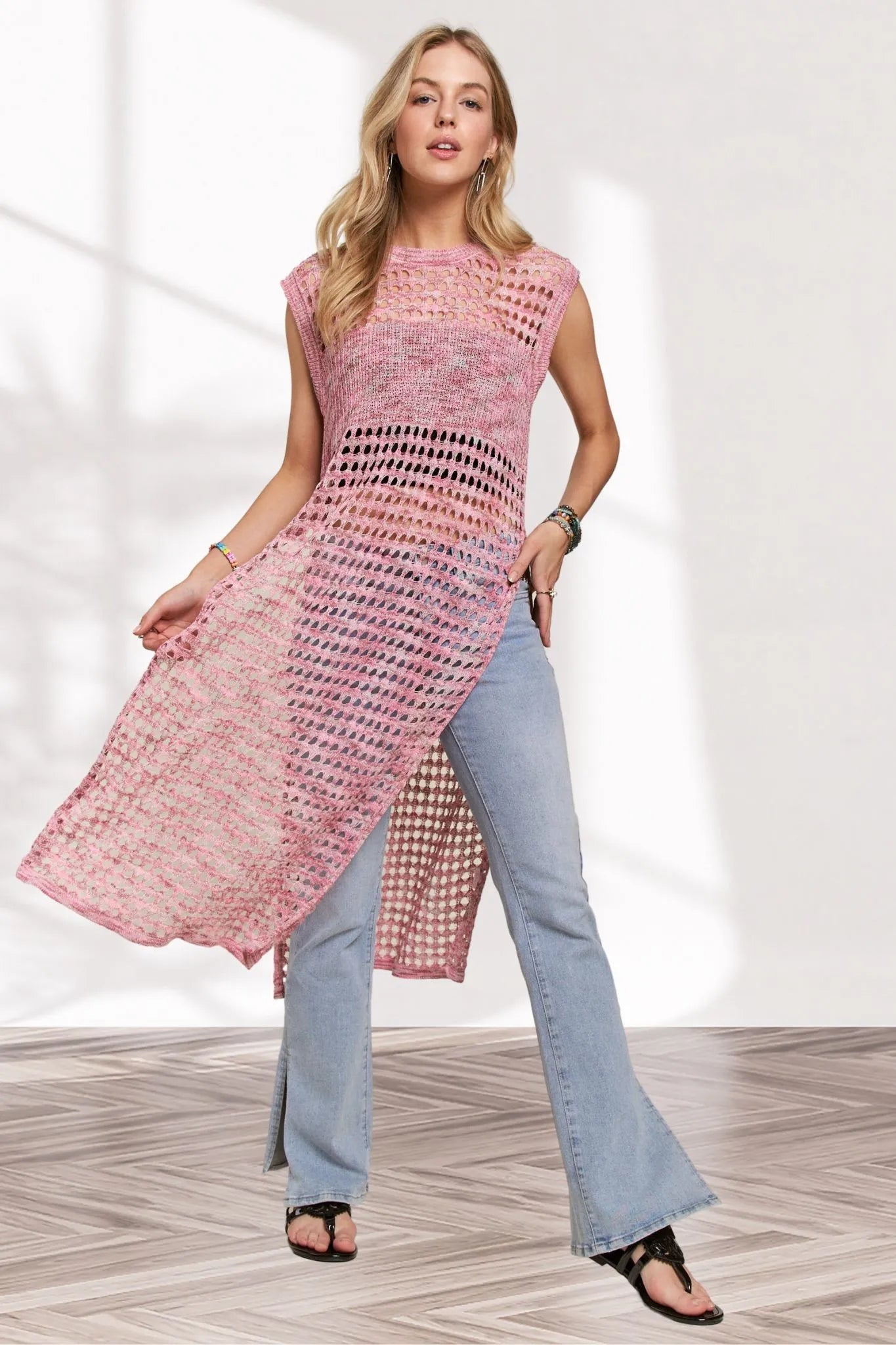Image of ADORA Multi Color Crochet Tunic Top | Queeble.shop