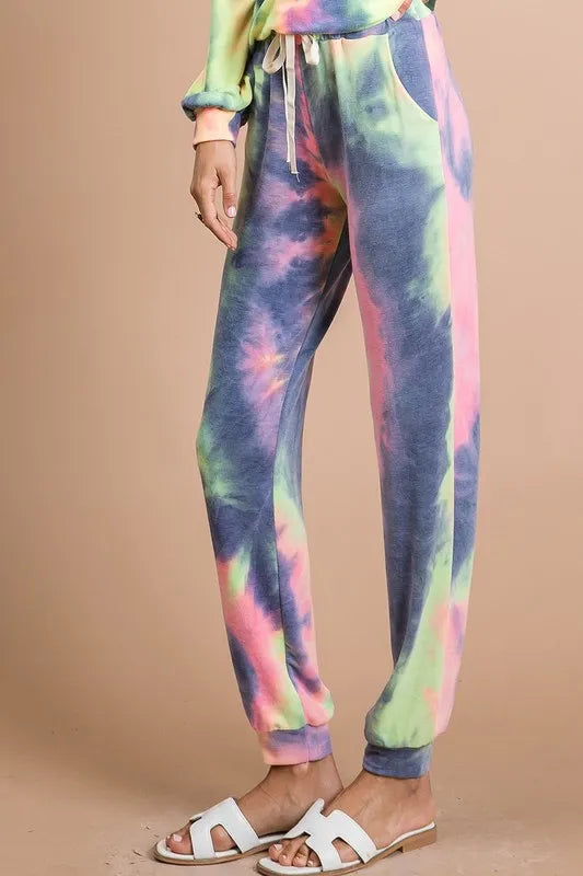 Image of BiBi Tie Dye French Terry Casual Pants | Queeble.shop