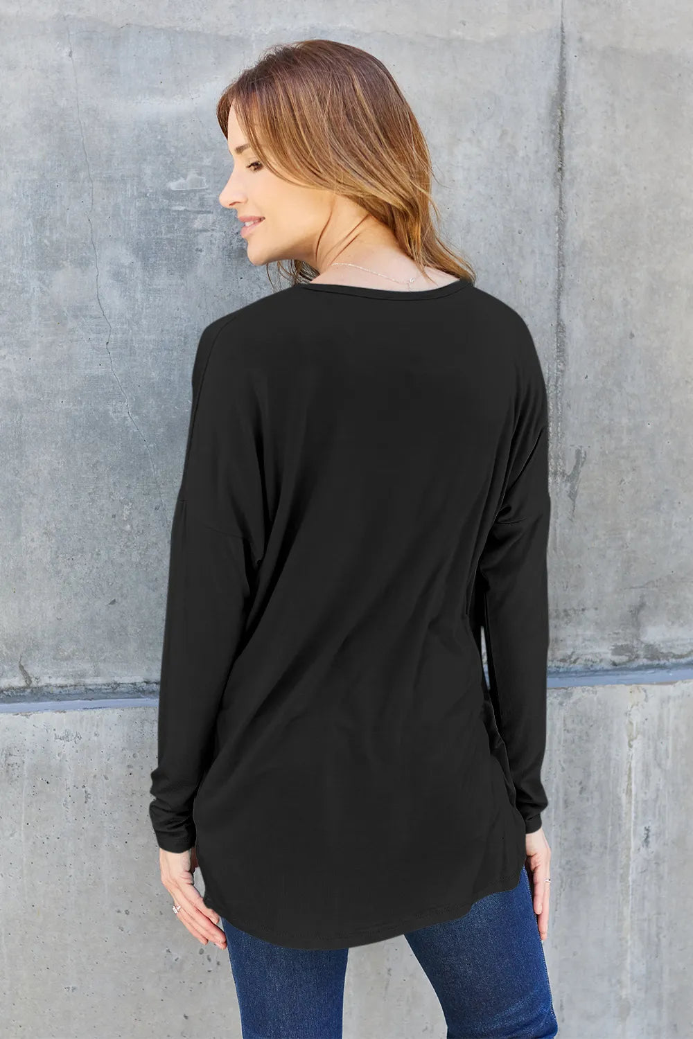 Image of Basic Bae Full Size Round Neck Dropped Shoulder T-Shirt | Queeble.shop