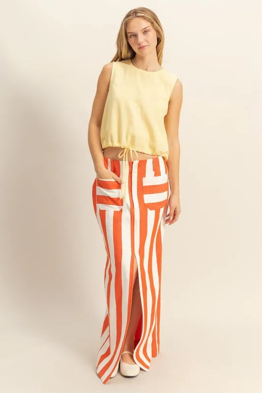 Image of HYFVE Striped Pocket Detail Maxi Skirt | Queeble.shop
