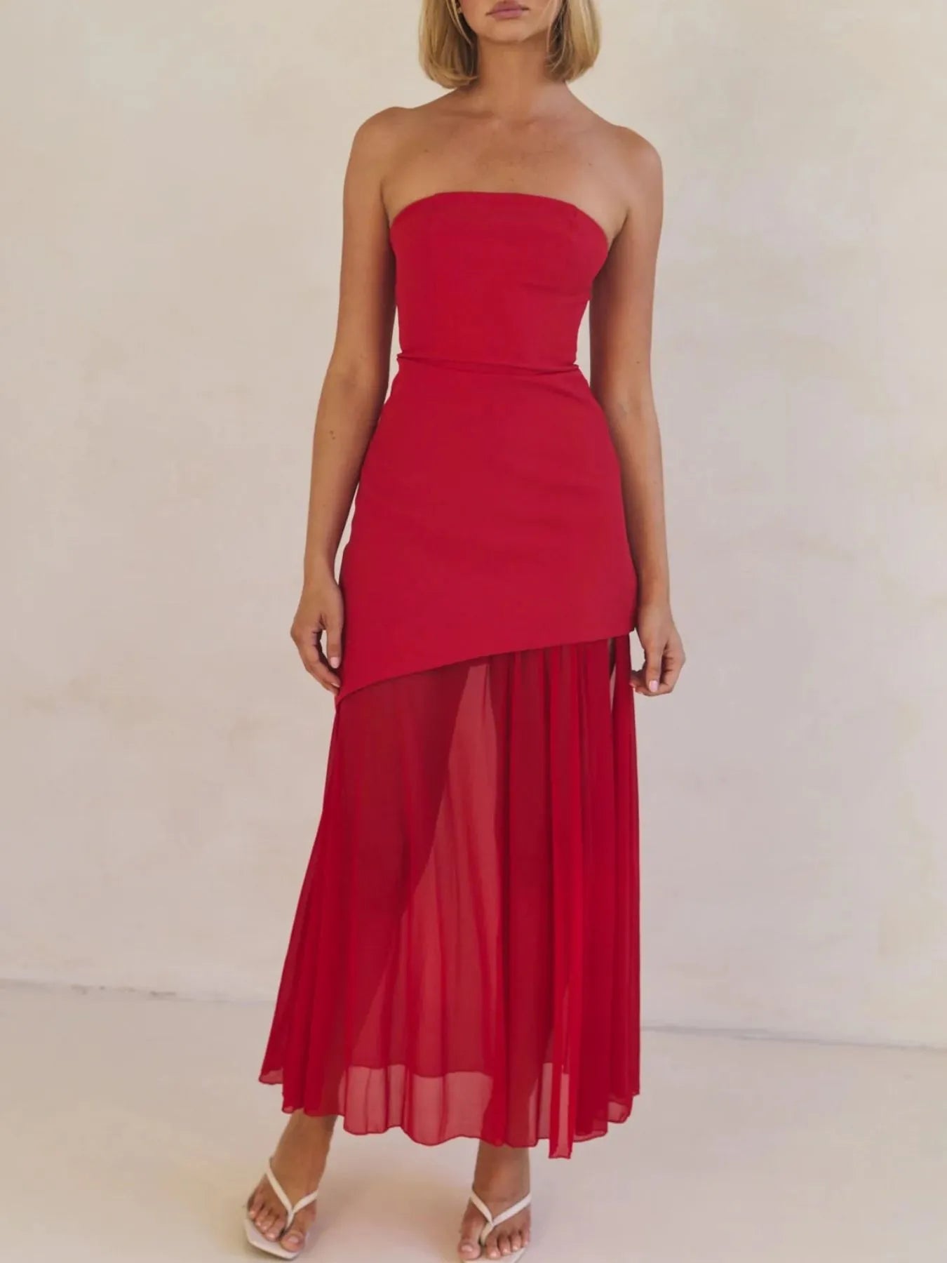 Image of Layered Slit Tube Maxi Dress | Queeble.shop