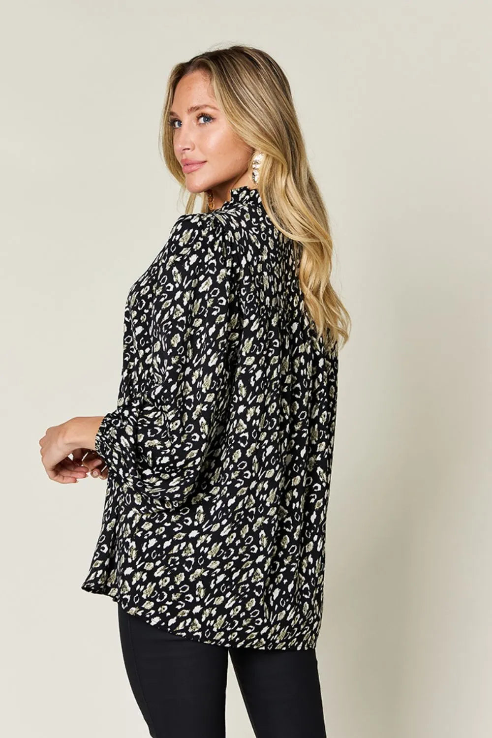 Image of Double Take Full Size Leopard Long Sleeve Blouse | Queeble.shop