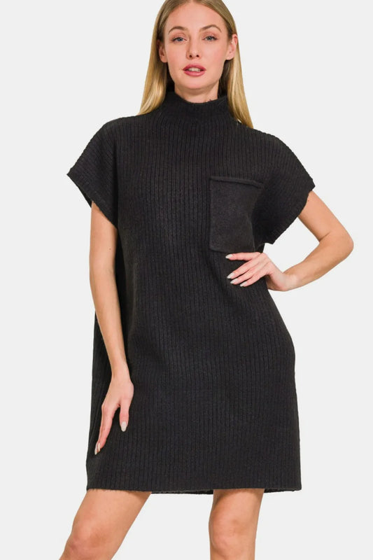 Image of Zenana Short Sleeve Sweater Mini Dress | Queeble.shop