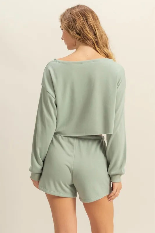 Image of HYFVE Boat Neck Long Sleeve Cropped Top | Queeble.shop