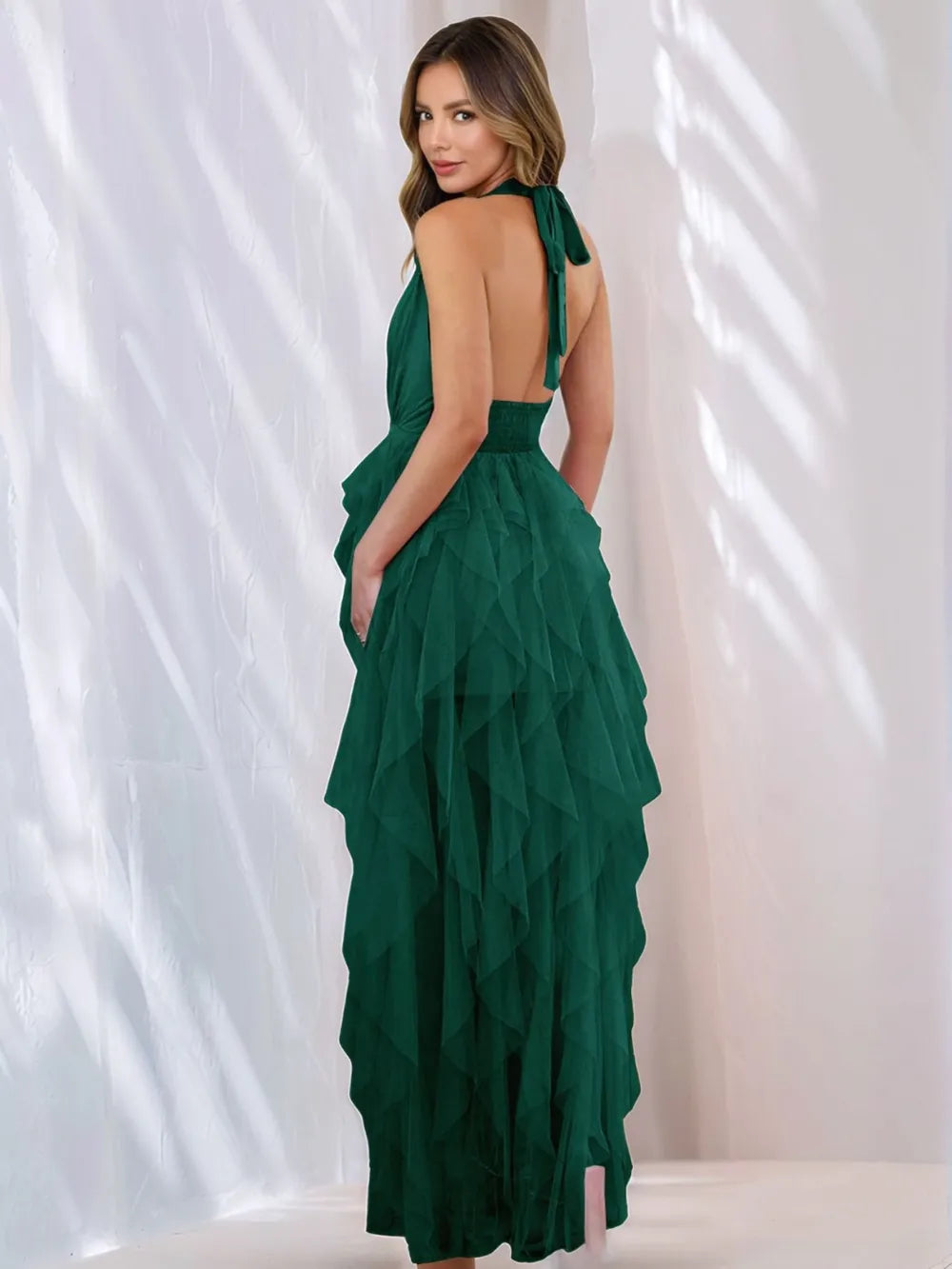 Image of Halter Neck Irregular Mesh Dress | Queeble.shop
