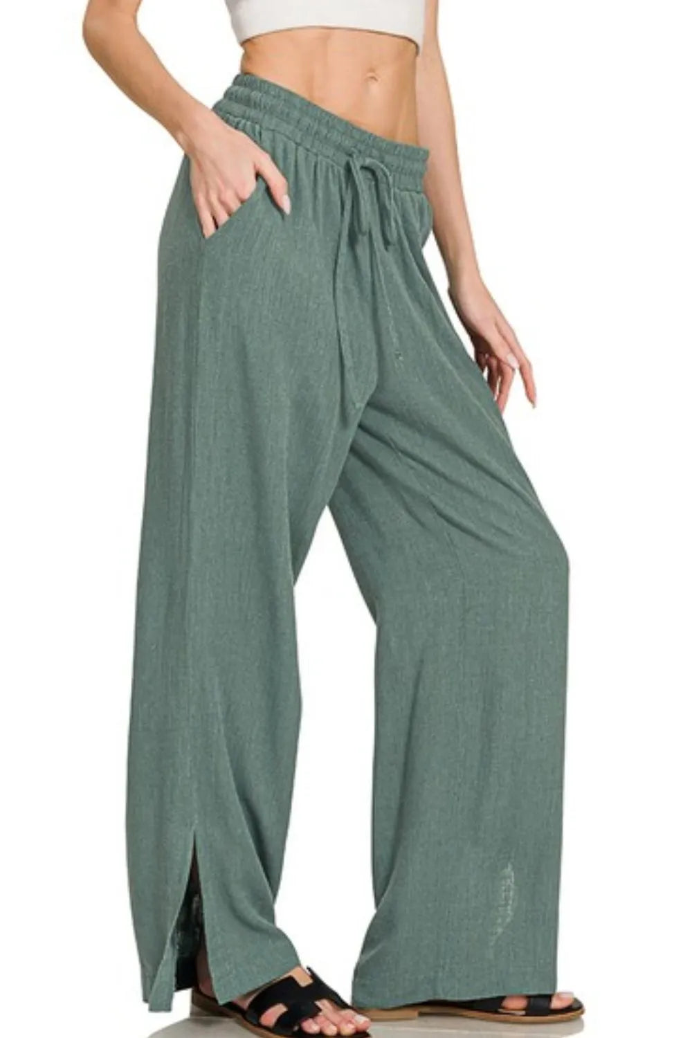Image of Zenana Linen Drawstring Pants | Queeble.shop