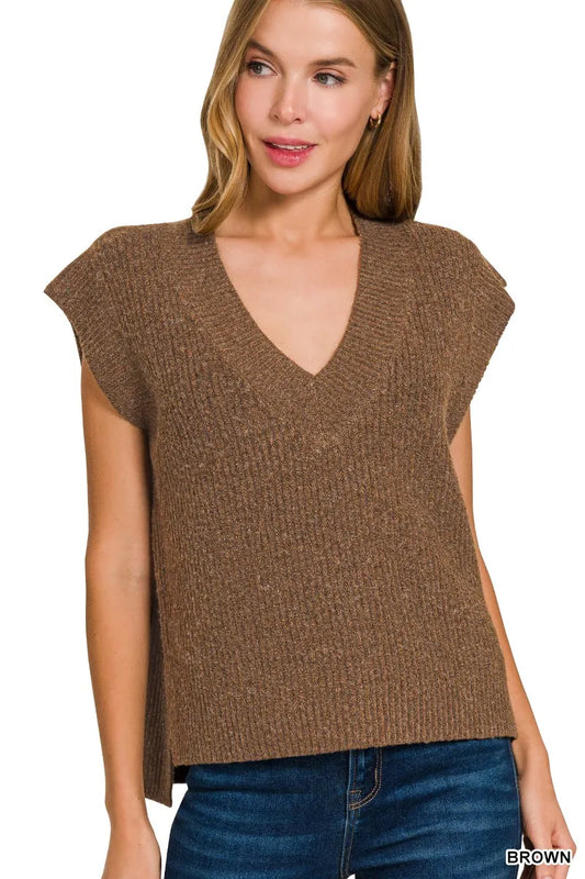 Image of Zenana Oversized Sweater Vest with Side Slit | Queeble.shop