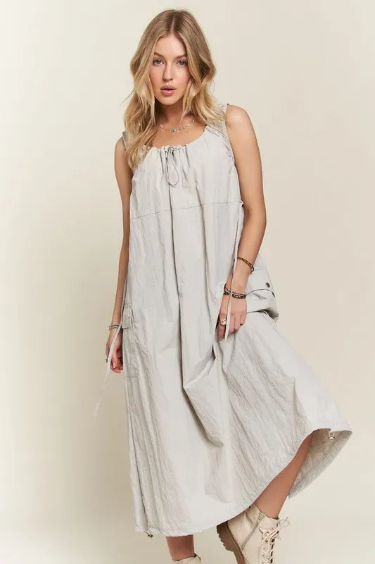 Image of ADORA Drawstring Slit Back Cargo Dress | Queeble.shop