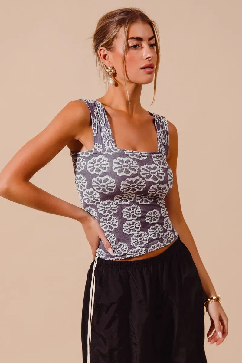 Image of SO ME Two Tone Floral Seamless Tank Top | Queeble.shop