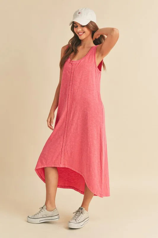 Image of Aemi + Co High-Low Hem Scoop Neck Midi Tank Dress | Queeble.shop