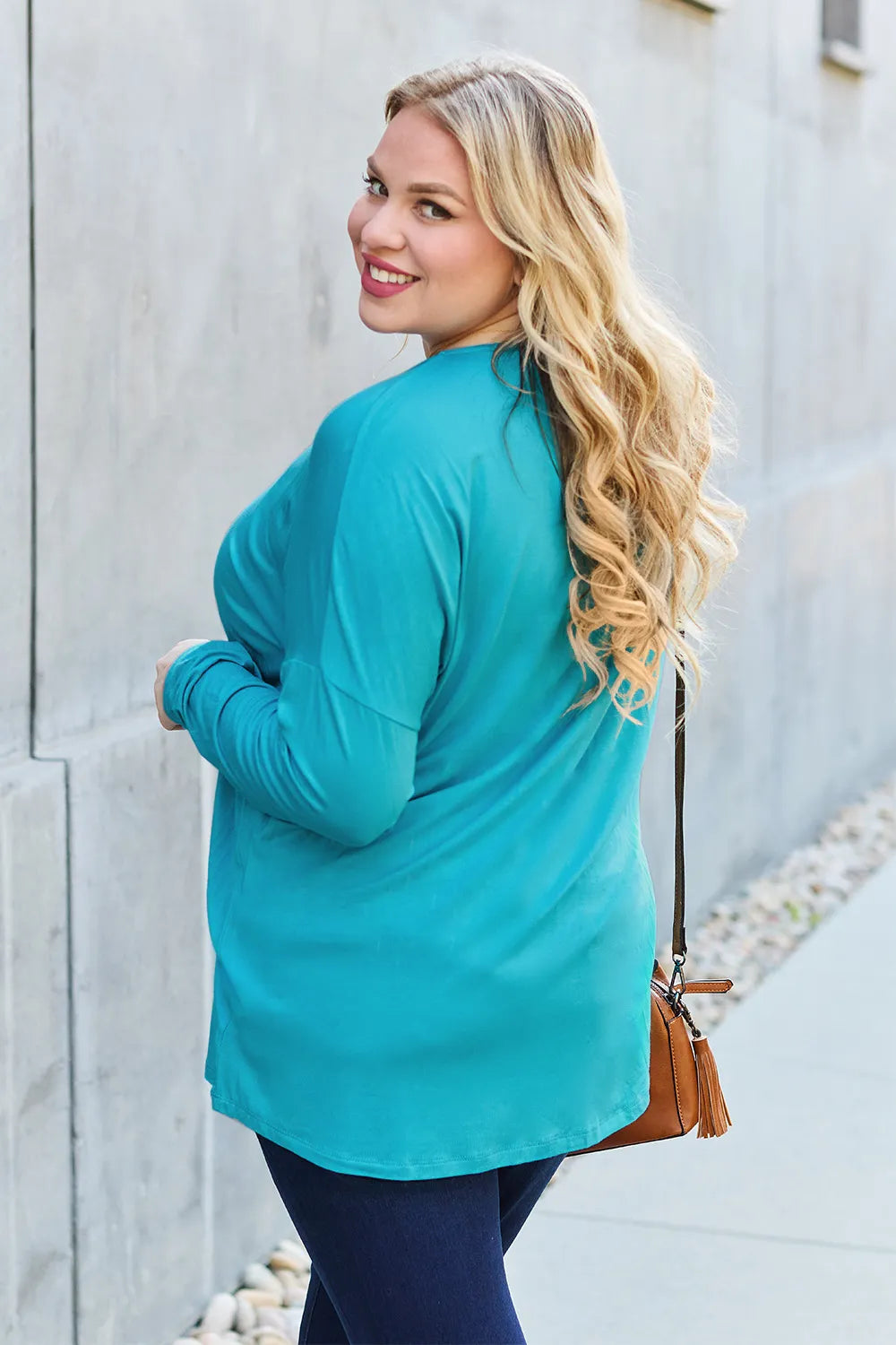 Image of Basic Bae Full Size Round Neck Dropped Shoulder T-Shirt | Queeble.shop