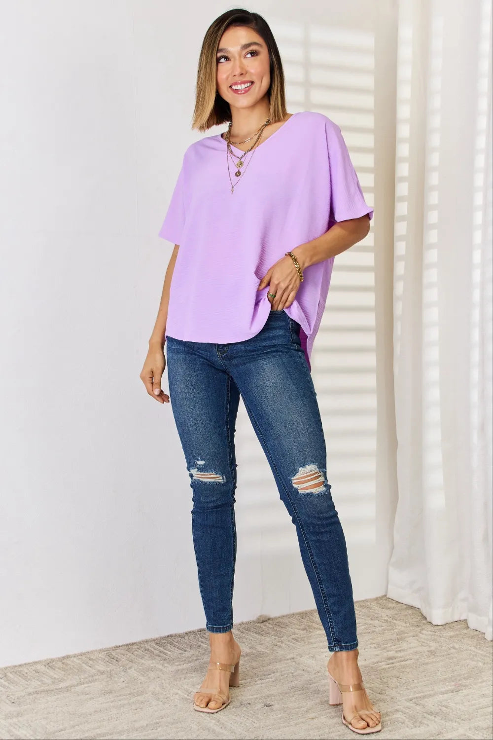 Image of Zenana Texture Short Sleeve T-Shirt | Queeble.shop
