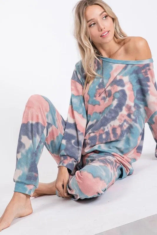 Image of BiBi Tie Dye French Terry Casual Pants | Queeble.shop