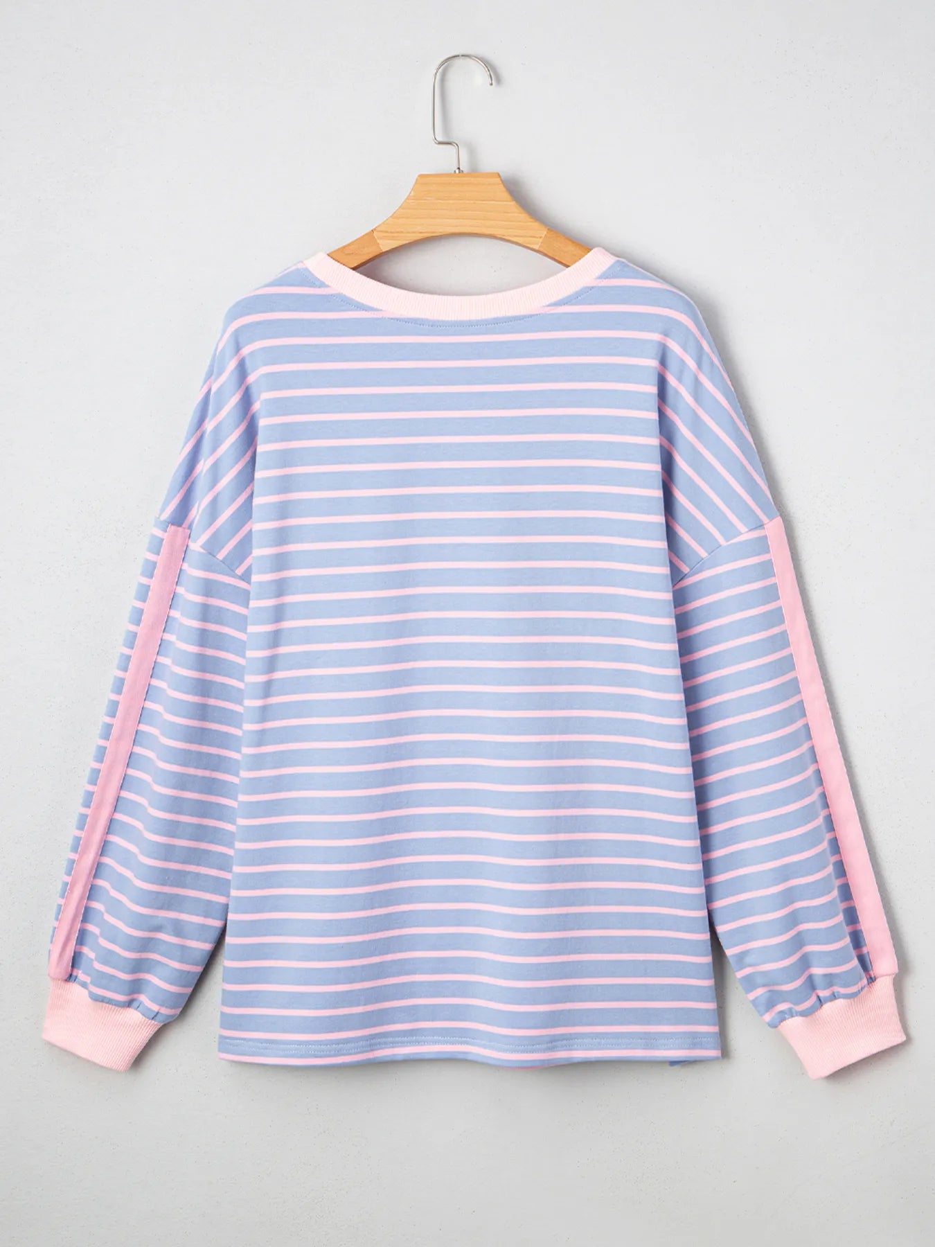 Image of Stripe Oversize Contrast Trim Drop Shoulder Sweatshirt | Queeble.shop