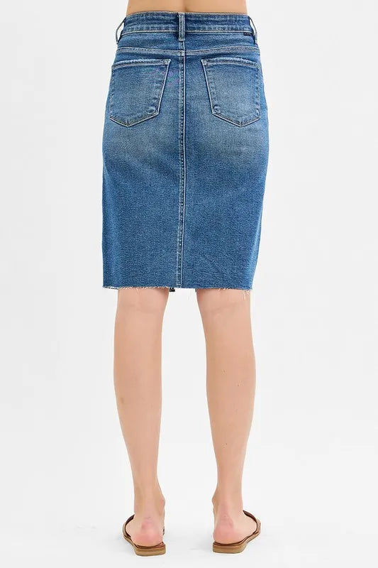 Image of RISEN Full Size High Rise Front Slit Pencil Skirts Plus Size | Queeble.shop