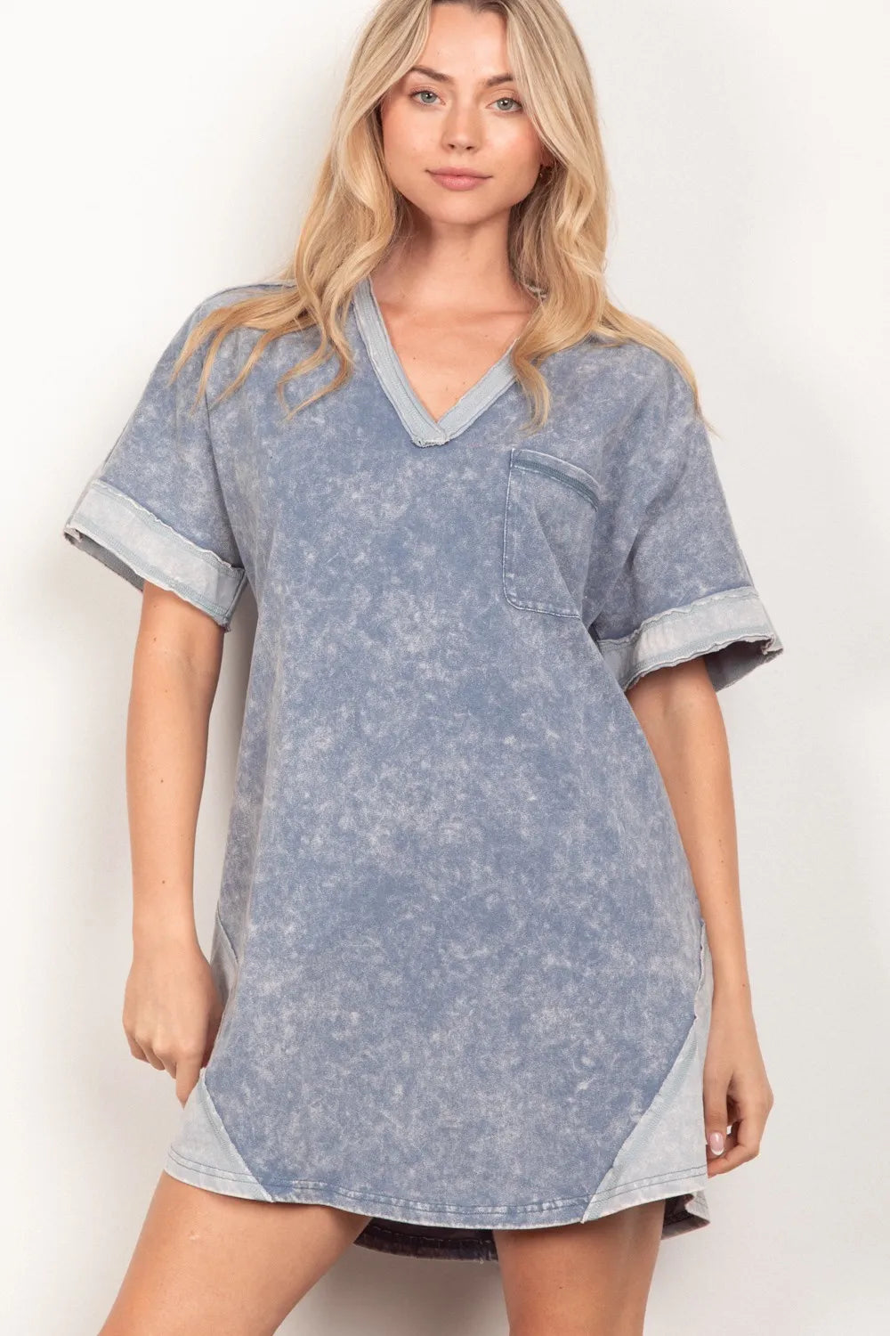 Image of VERY J Short Sleeve V-Neck Tee Dress | Queeble.shop