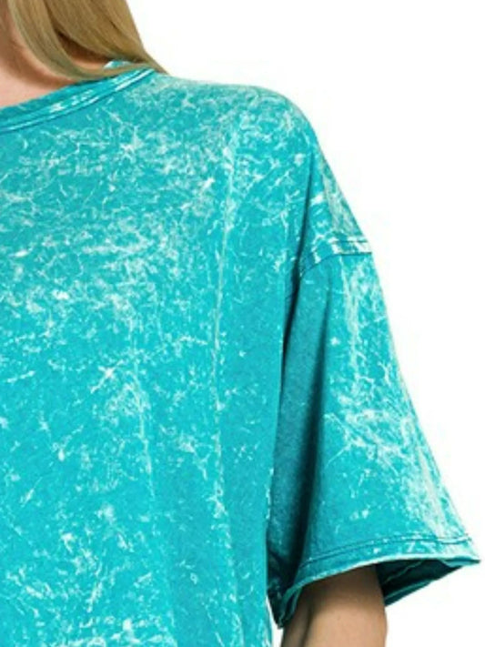 Image of Zenana Acid Crinkle-Washed Oversized T-Shirt | Queeble.shop