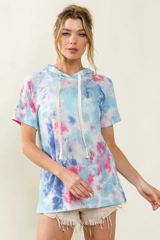 Image of BiBi Tie Dye Terry Hoodie with Drawstring | Queeble.shop