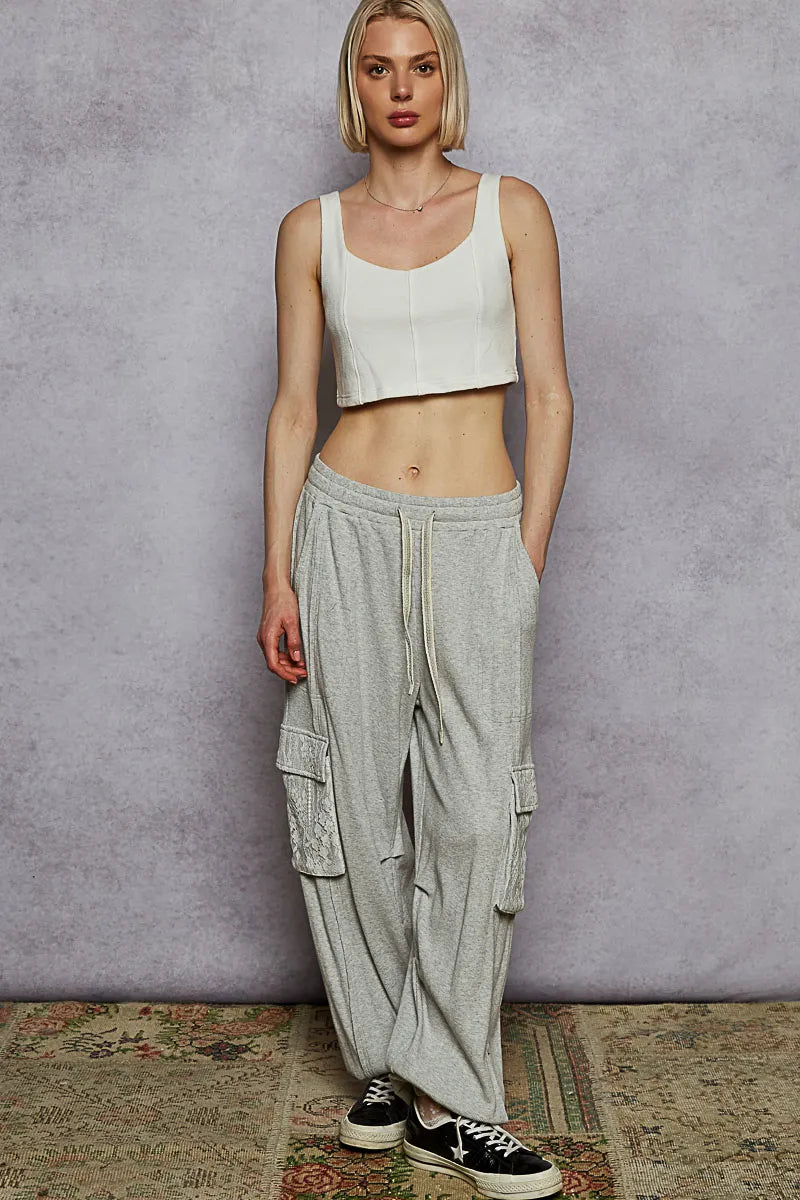 Image of POL Drawstring Lace Cargo Pocketed Joggers | Queeble.shop