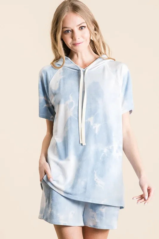Image of BiBi Tie Dye French Terry Hoodie Top and Bottom Set | Queeble.shop