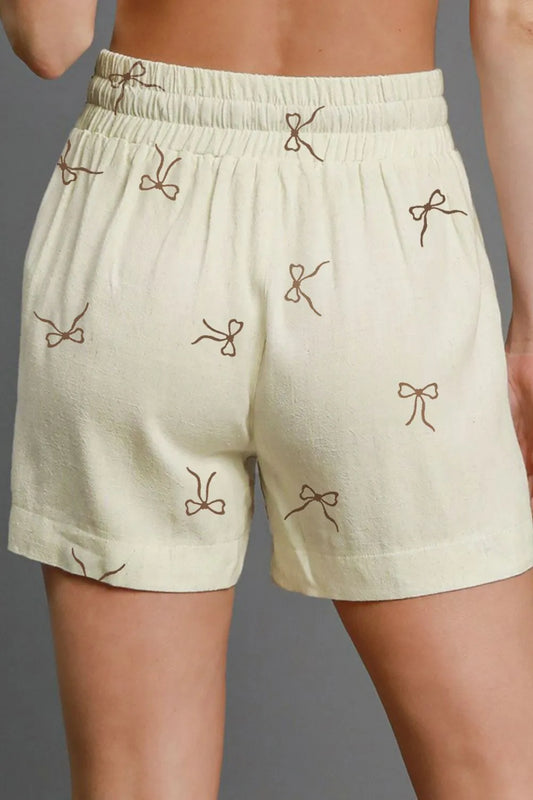 Image of Bow Print Lace Drawstring Casual Shorts | Queeble.shop