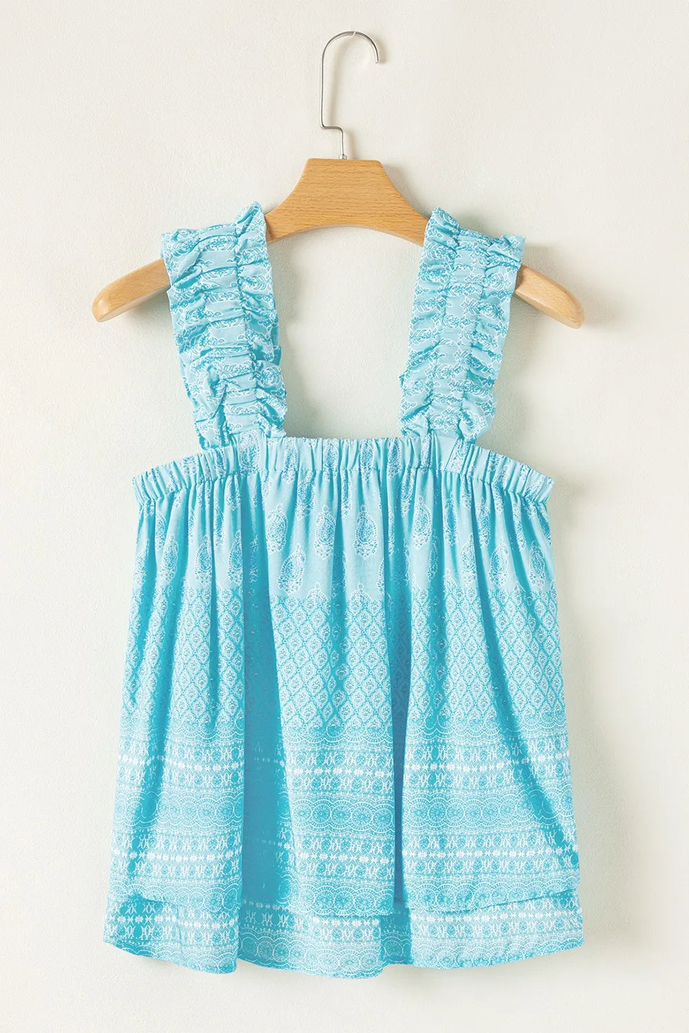 Image of Printed Ruffled Wide Straps Tank | Queeble.shop