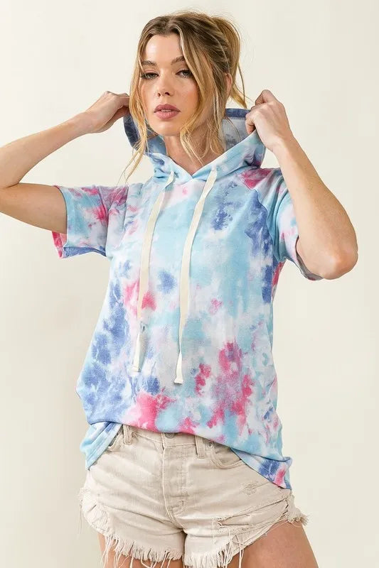 Image of BiBi Tie Dye Terry Hoodie with Drawstring | Queeble.shop