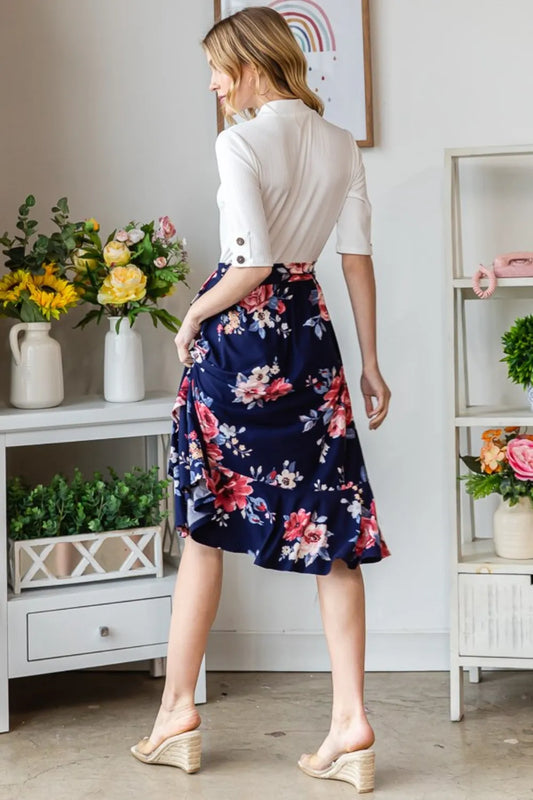 Image of Reborn J Floral Wrap Ruffled Dress | Queeble.shop