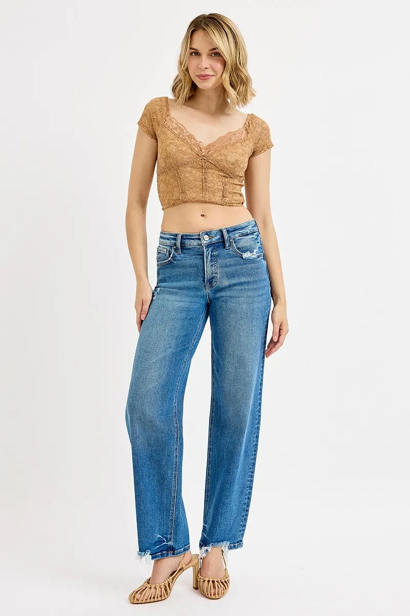 Image of RISEN Full Size Mid Rise Baggy Jeans Plus Size | Queeble.shop
