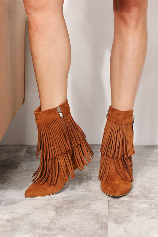 Image of Legend Women's Tassel Wedge Heel Ankle Booties | Queeble.shop