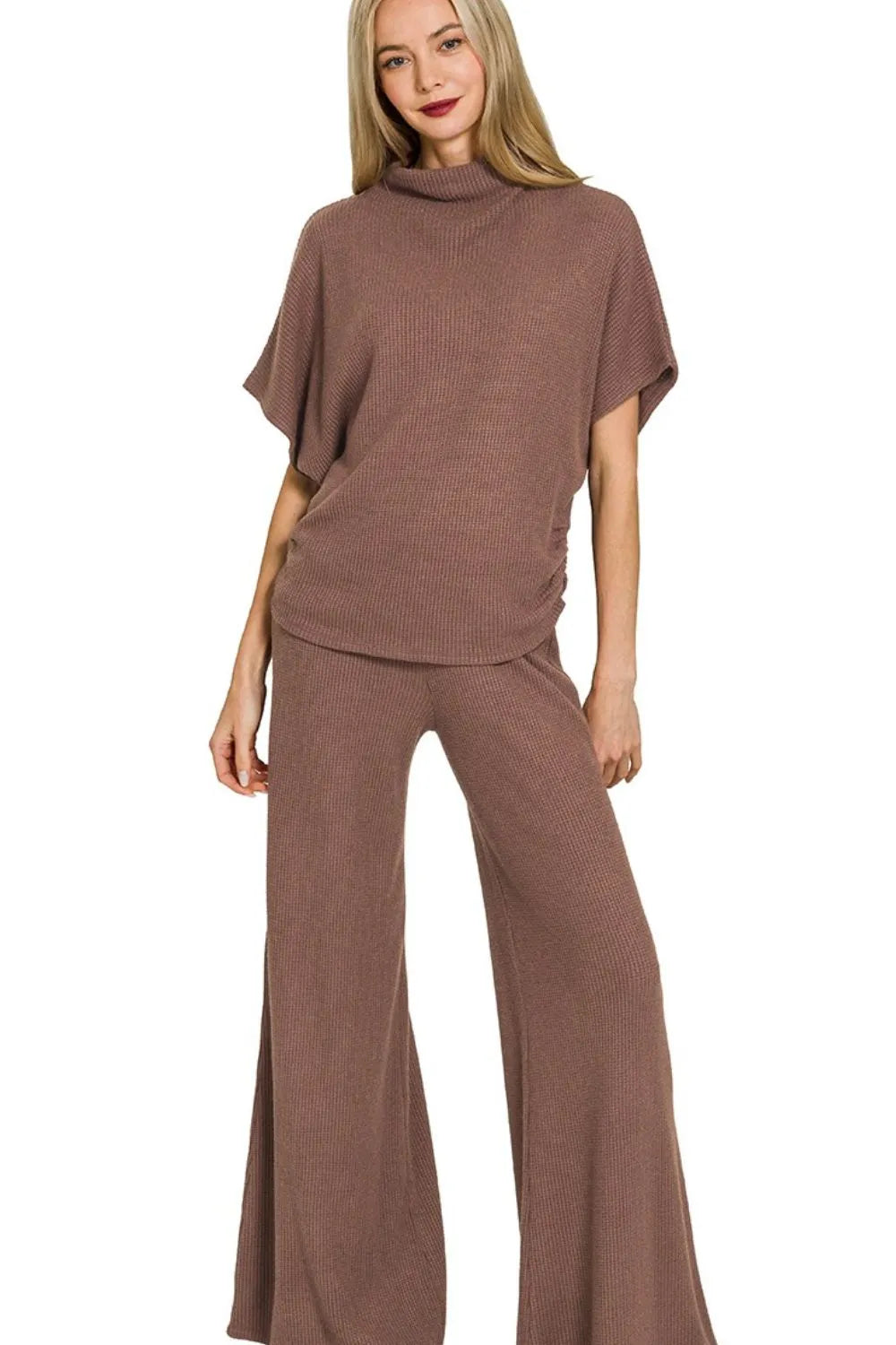Image of Zenana Sweater Mock Neck Top & Long Pants Set | Queeble.shop