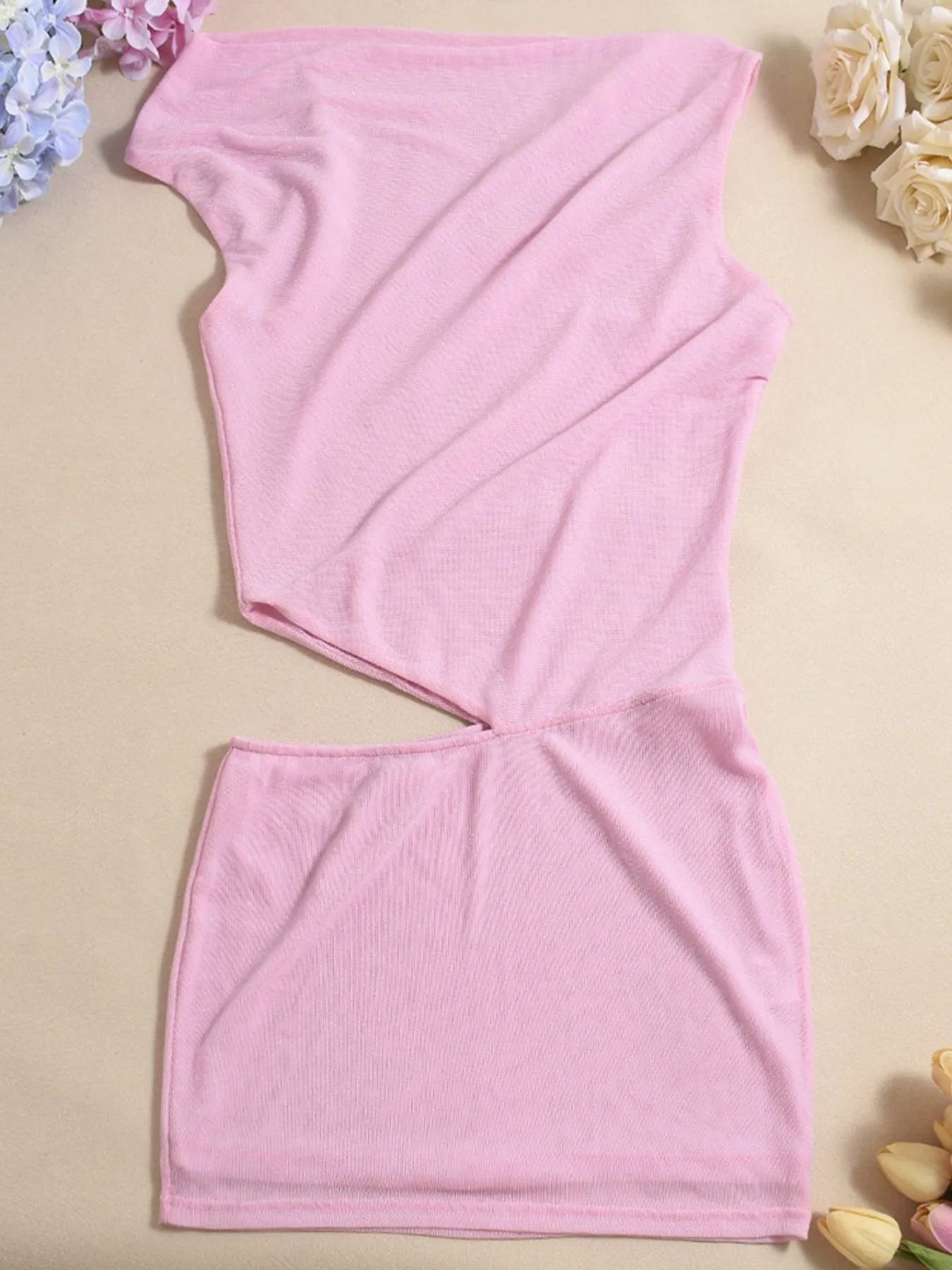 Image of Cutout Single Shoulder Mini Dress | Queeble.shop