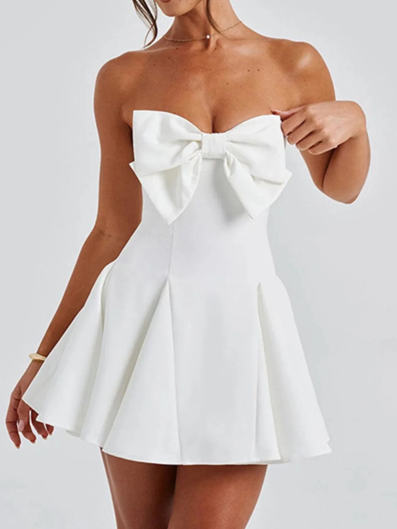 Image of Bow Tube A-Line Mini Dress | Queeble.shop