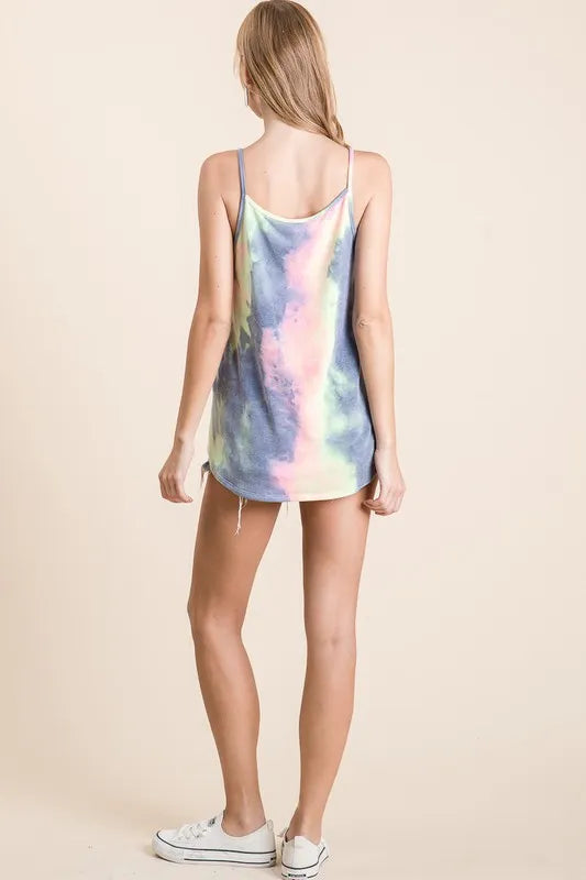 Image of BiBi Tie Dye Terry Camisole with Caged Neck | Queeble.shop