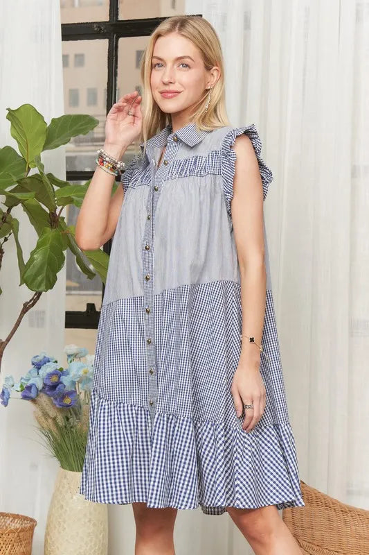 Image of ADORA Button Down Textured Babydoll Dress | Queeble.shop