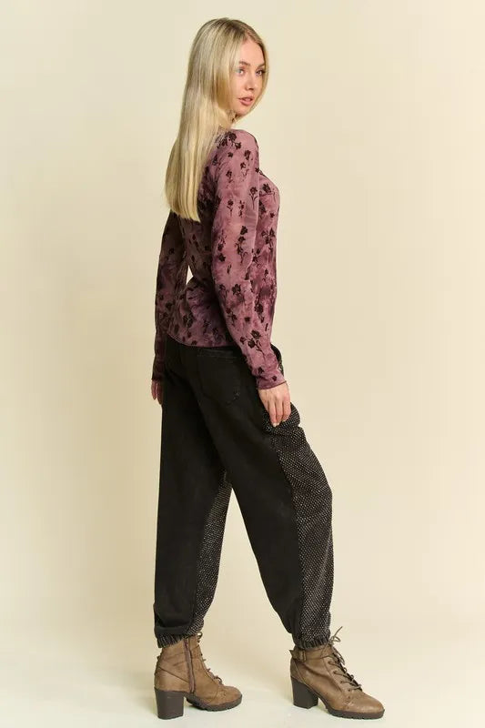 Image of Davi & Dani Rhinestone Elastic Waist Joggers | Queeble.shop