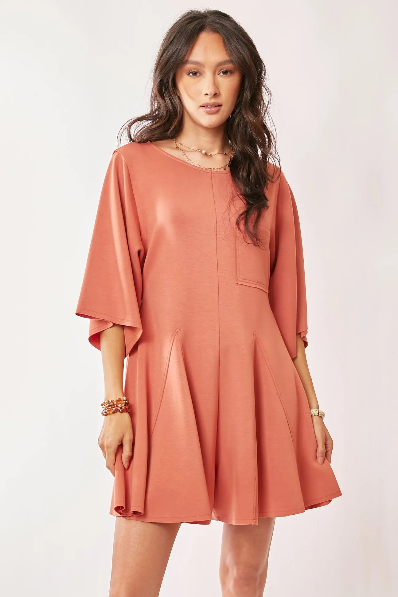 Image of Davi & Dani Solid Draped Sleeve Ties Back Skort Romper | Queeble.shop