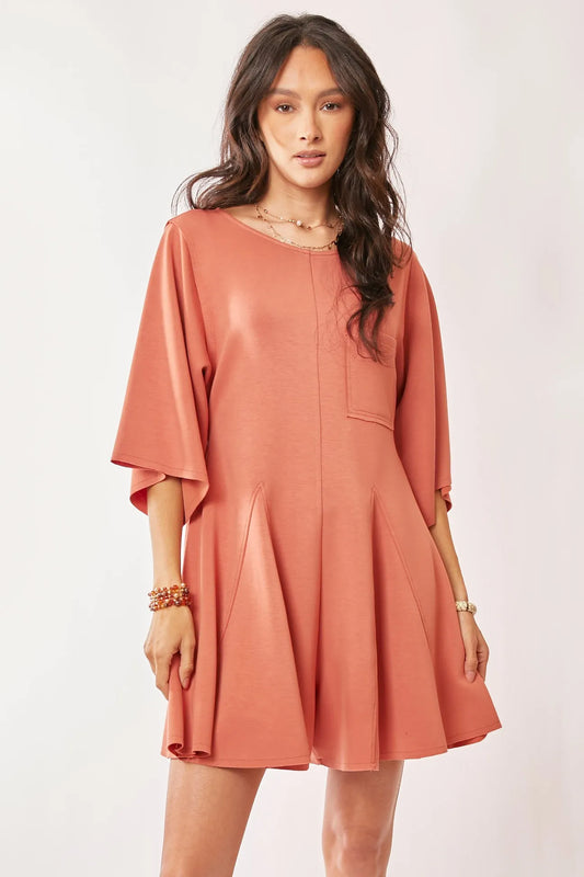 Image of Davi & Dani Solid Draped Sleeve Ties Back Skort Romper | Queeble.shop