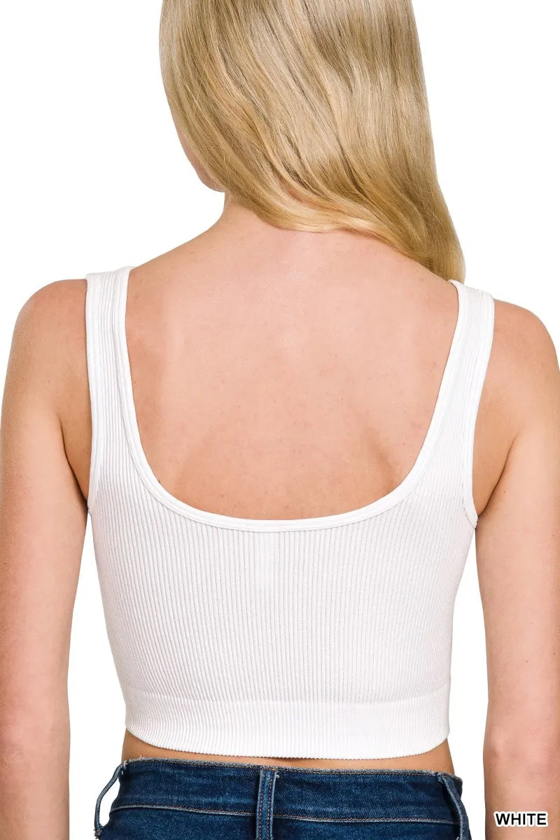 Image of Zenana Seamless Split Neck Bra Tank Top | Queeble.shop
