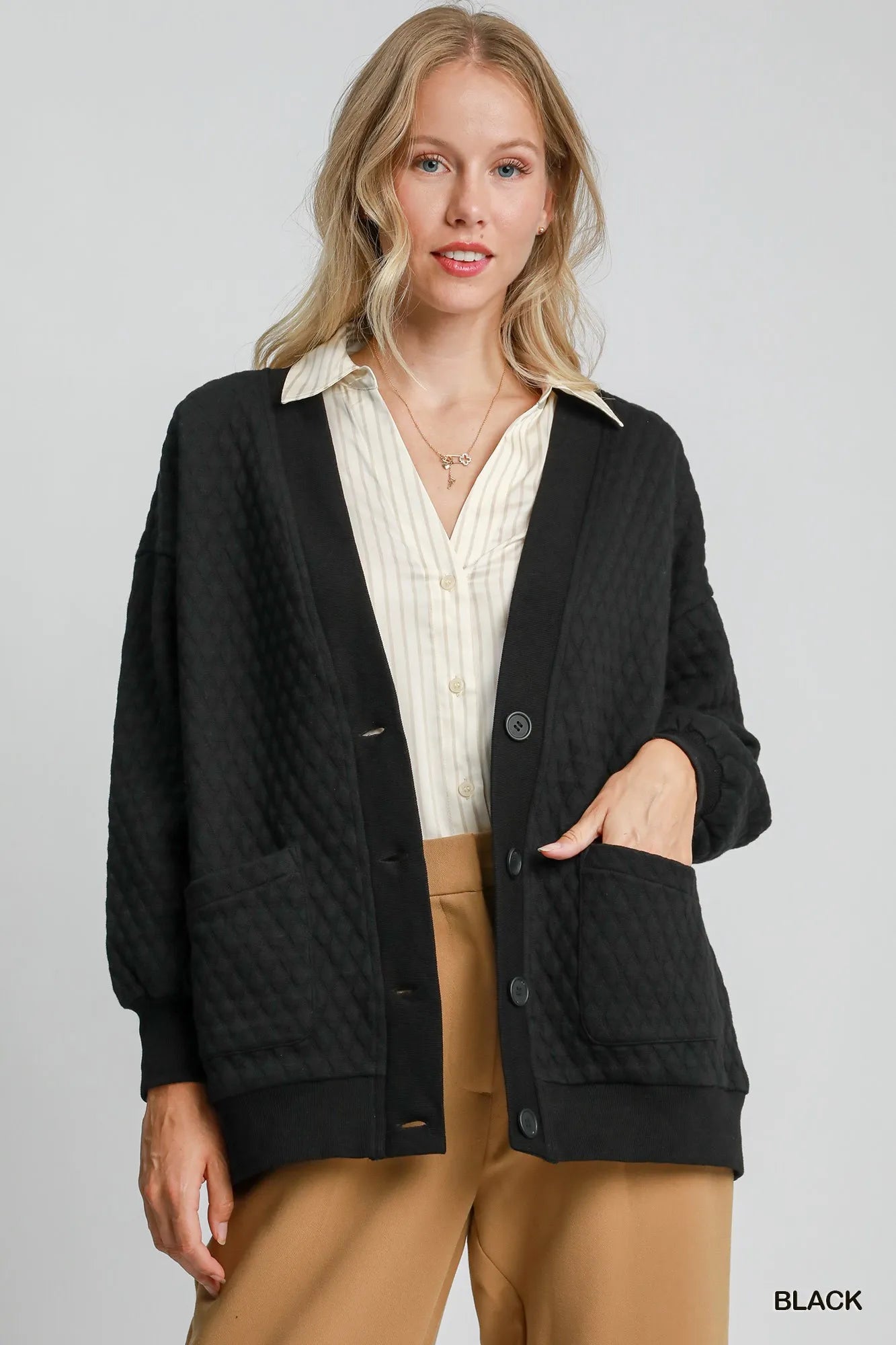 Image of Umgee Button-Up Jacquard Cardigan | Queeble.shop