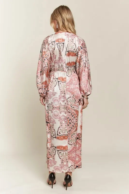 Image of ADORA Printed V-Neck Batwing Sleeve Dress | Queeble.shop