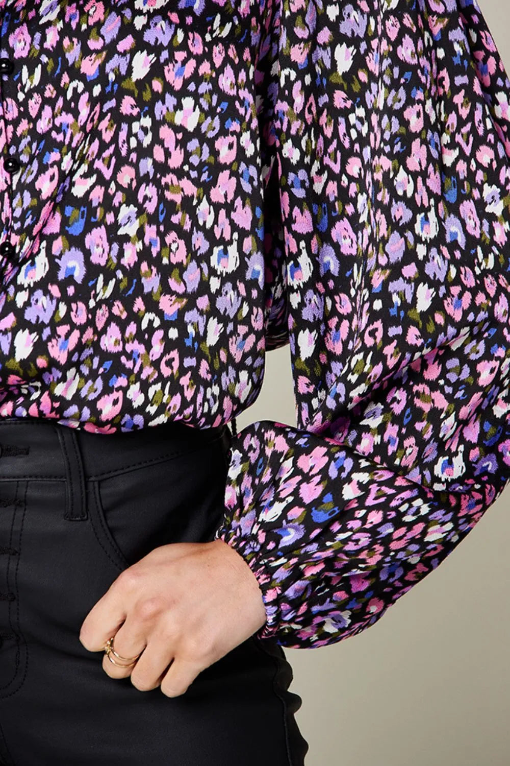 Image of Double Take Full Size Printed Balloon Sleeve Shirt | Queeble.shop
