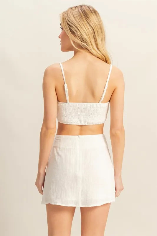 Image of HYFVE Ruched Bra Top and Mini Skirt Set | Queeble.shop