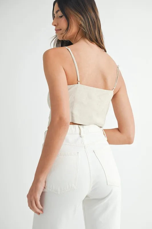 Image of MABLE Linen Mix Button Down Tank Top | Queeble.shop